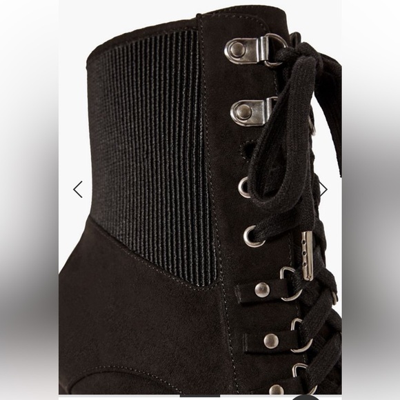 JustFab Ayah lace-up black faux suede heel booties Sz‎ 8 - Picture 10 of 11